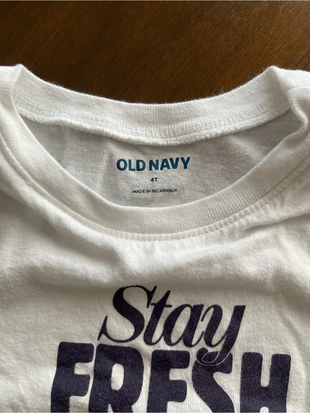 Old Navy White Tee with Orange Fruit Graphic and Green Leaf